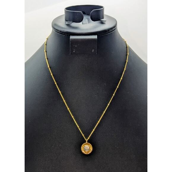 Gorjana Power Gemstone Coin Necklace Howlite Calming Stone 18K GP Necklace - Picture 1 of 5